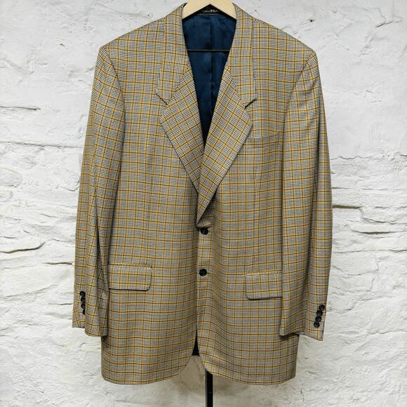 Tom James Men’s Bespoke 2-Button Blazer Plaid Check Houndstooth 46 Long